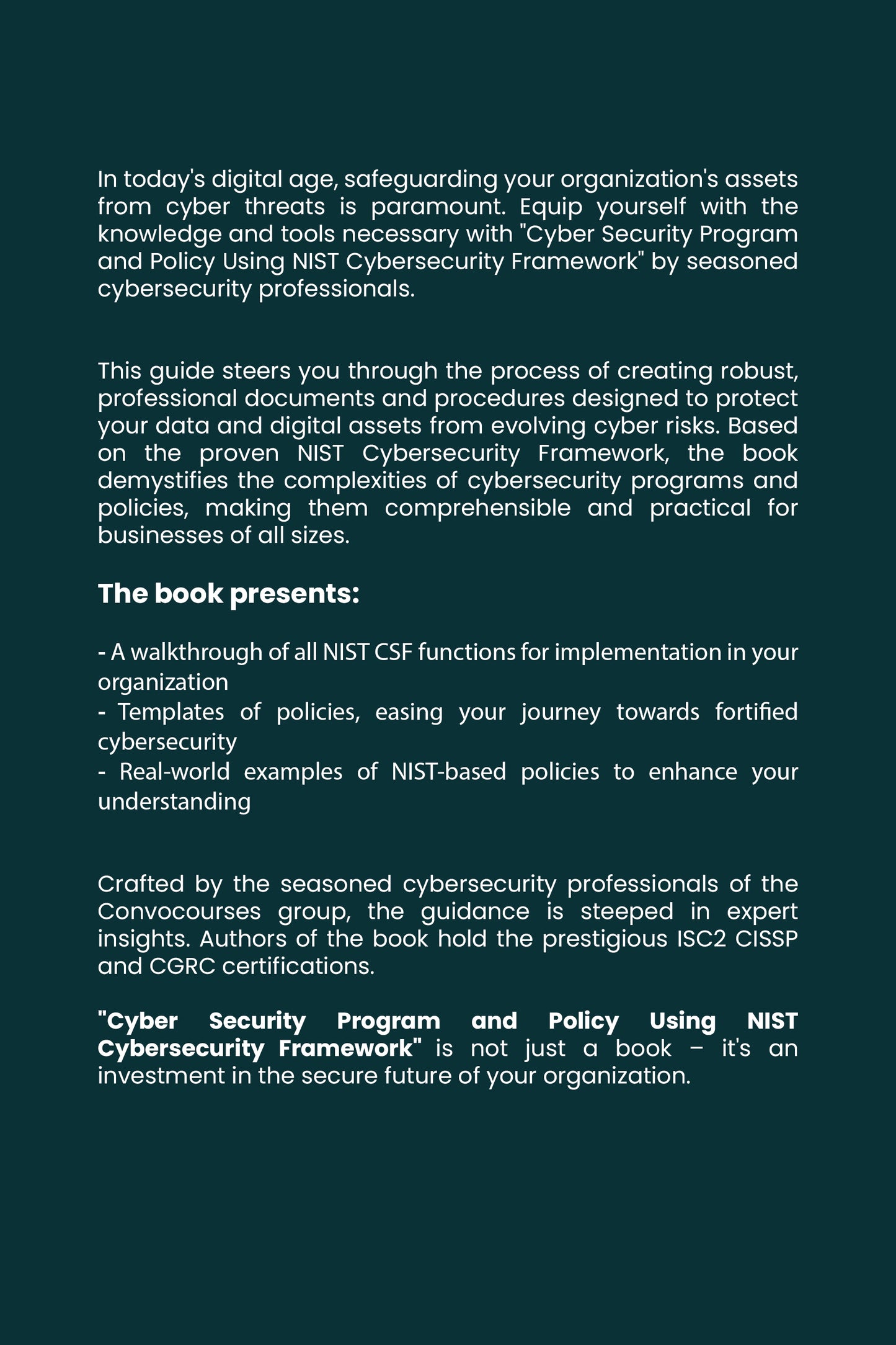 NIST Cyber Security Framework: V1 2-in-1 Information Security & Policy (PAPERBACK)