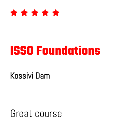 5 start rating of ISSO Foundations course